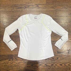 Lucky in Love White Long Sleeve Tennis Athletic Top SPF M